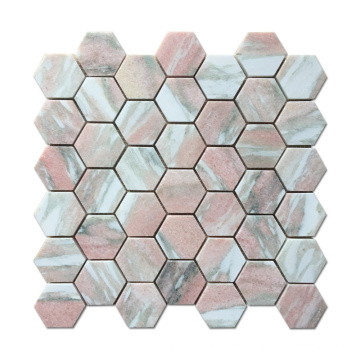 Norway Rose Marble Stone Hexagon Pink Mosaic Tiles for Backsplash